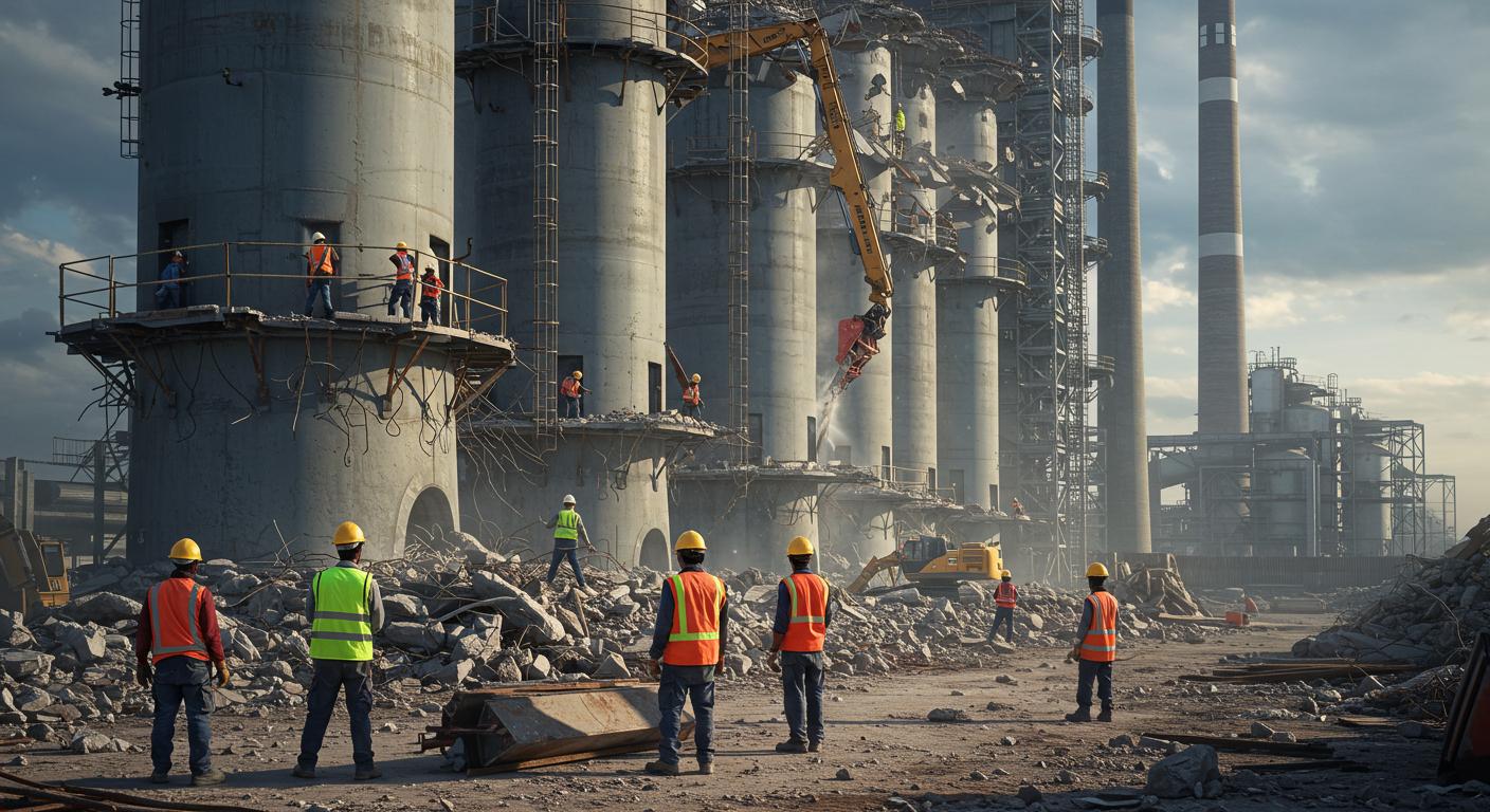 Демонтаж промышленных вышек строительной отрасли