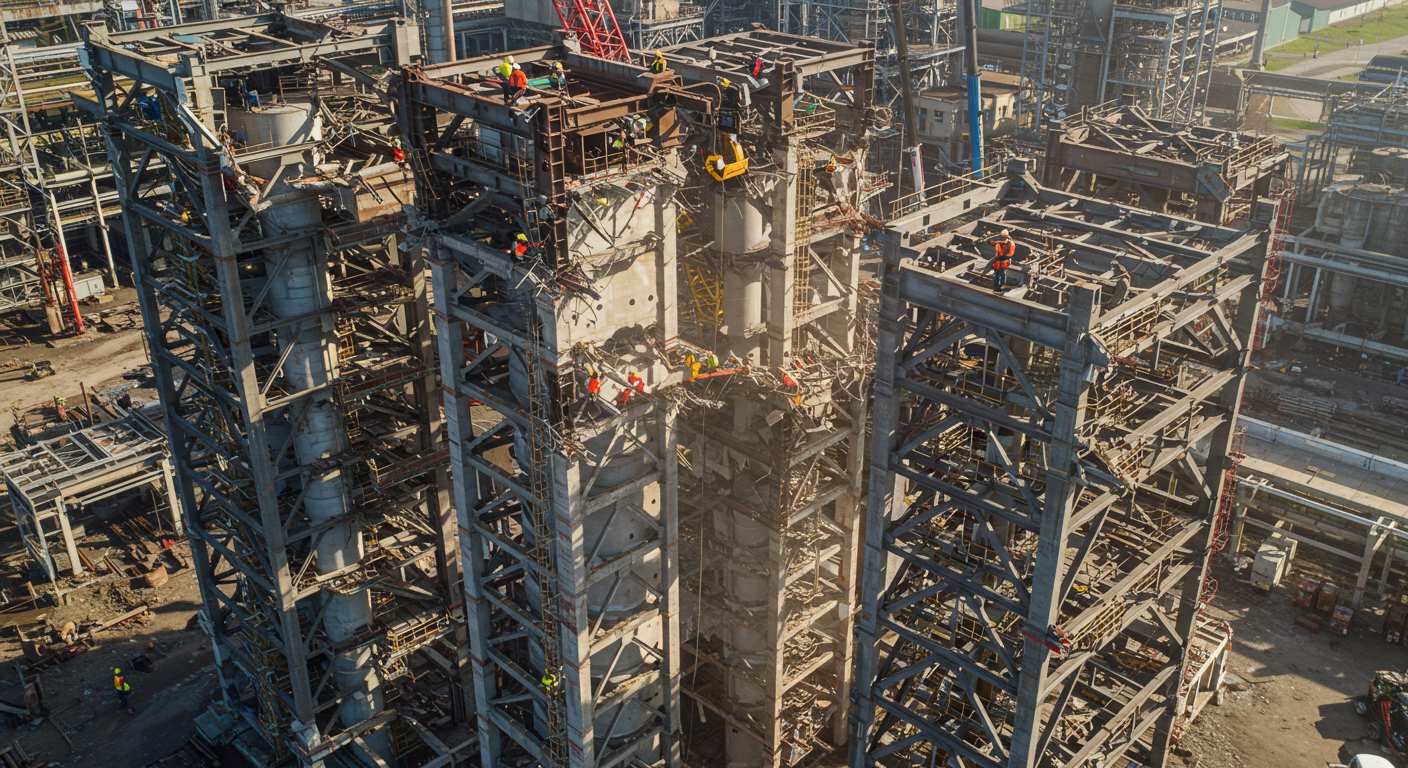 Демонтаж секционной вышки промышленной отрасли
