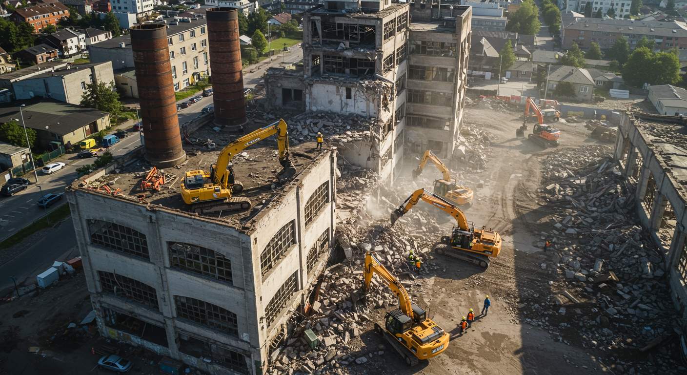 Демонтаж городских вышек промышленной отрасли