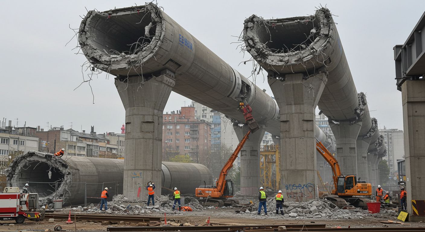 Демонтаж трубчатых вышек транспортной отрасли