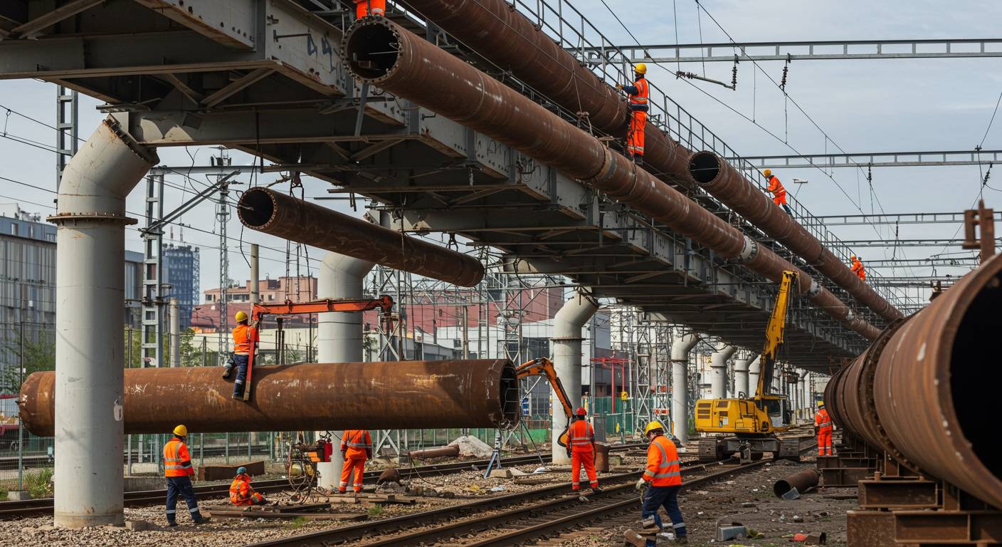 Демонтаж трубчатой вышки транспортной отрасли