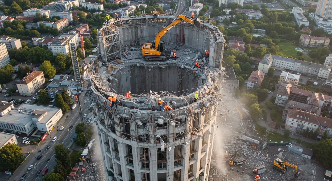 Демонтаж городской вышки транспортной отрасли