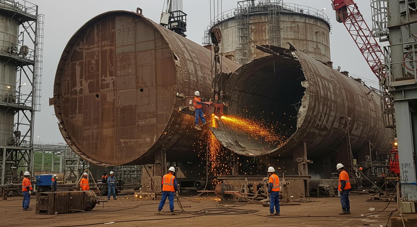 Демонтаж металлических резервуаров для нефтегазовой отрасли