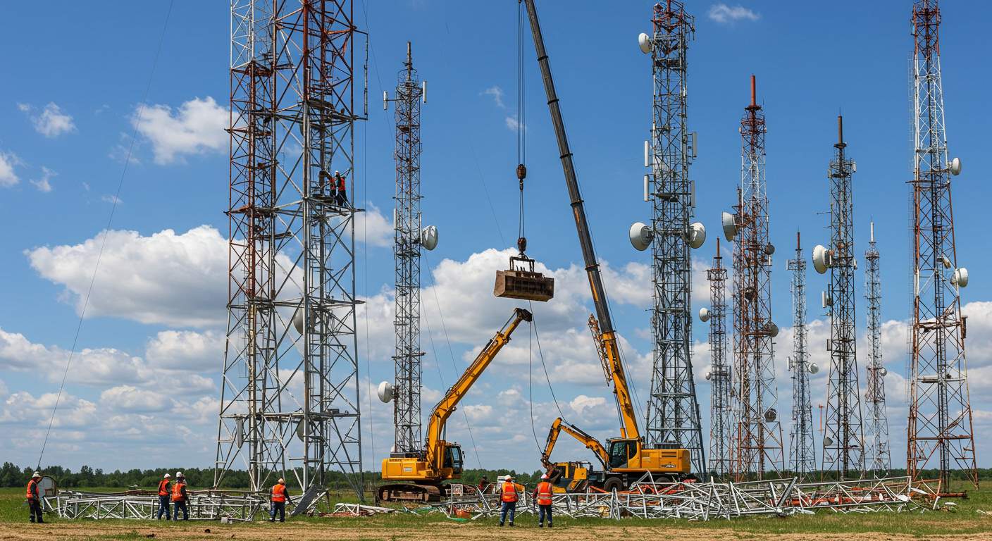 Демонтаж секционных вышек радиовещательной отрасли