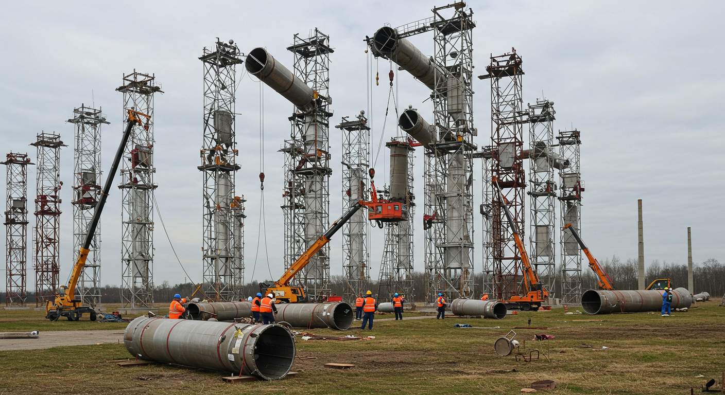 Демонтаж трубчатых вышек радиовещательной отрасли