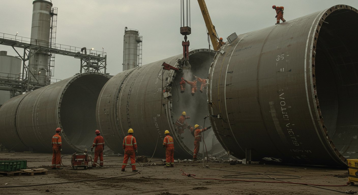Демонтаж композитного резервуара на нефтегазовом предприятии