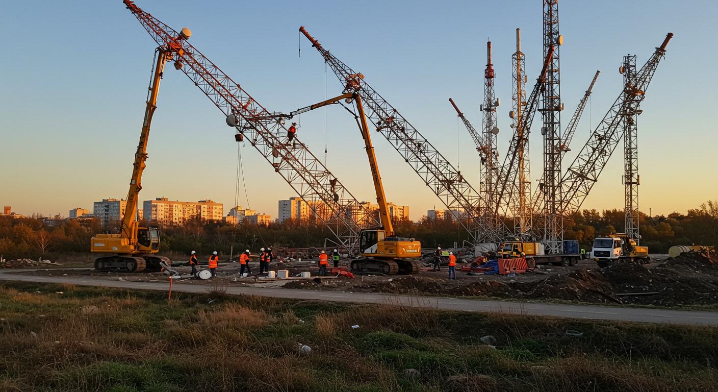 Демонтаж строительной вышки радиовещательной отрасли
