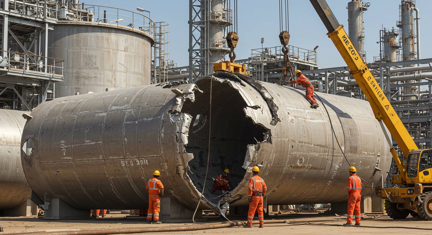 Демонтаж алюминиевого резервуара на нефтегазовом предприятии