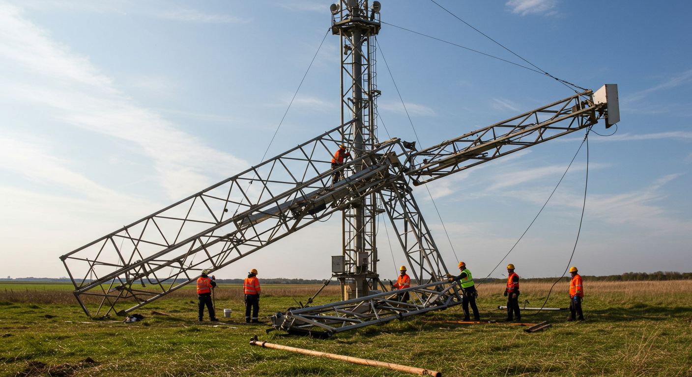 Демонтаж мачтовой метеорологической вышки