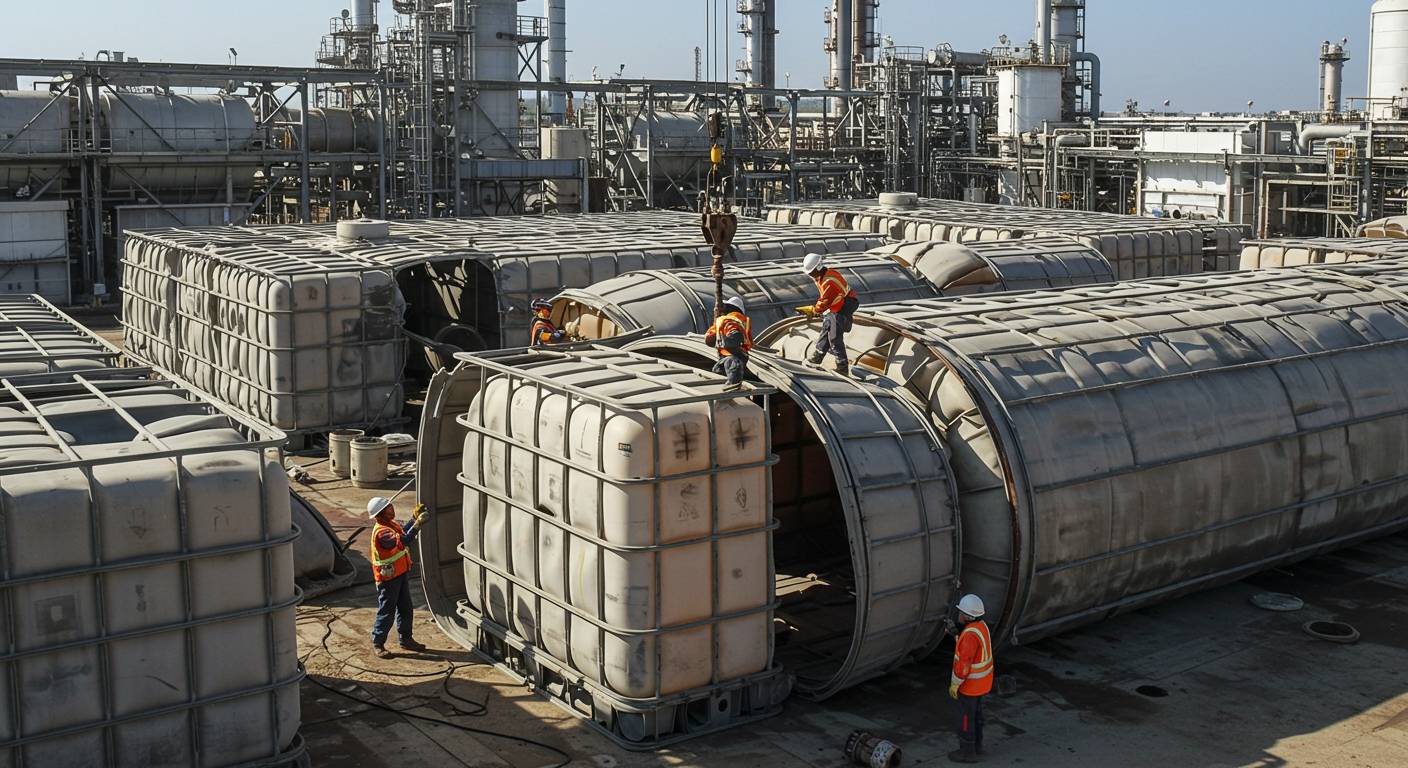 Демонтаж пластиковых резервуаров для энергетической отрасли