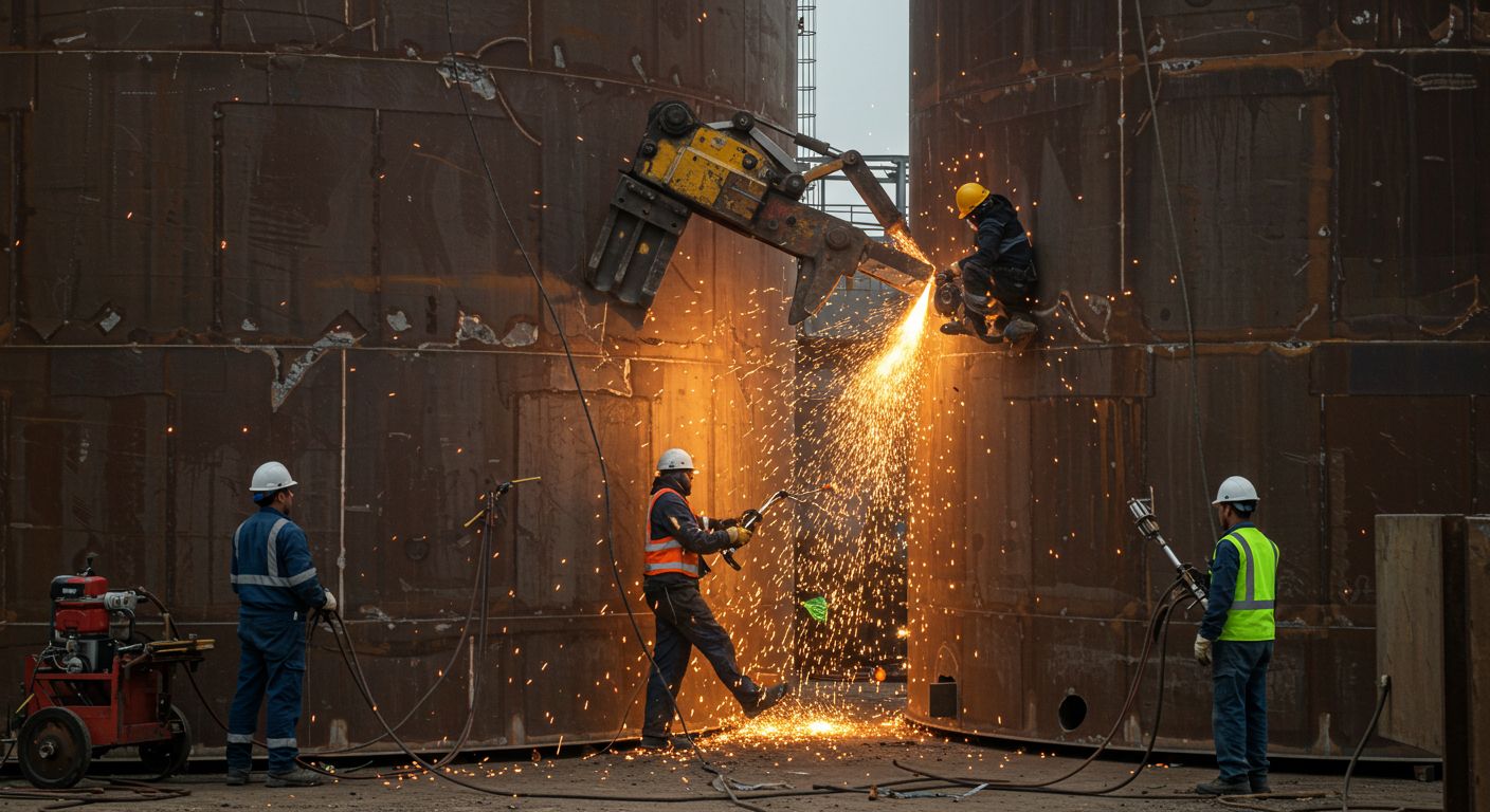 Демонтаж сварных металлических резервуаров для нефтехимии