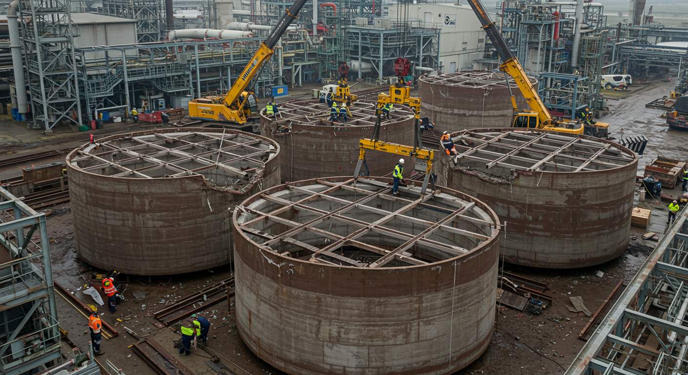 Демонтаж каркасных резервуаров на промышленных объектах