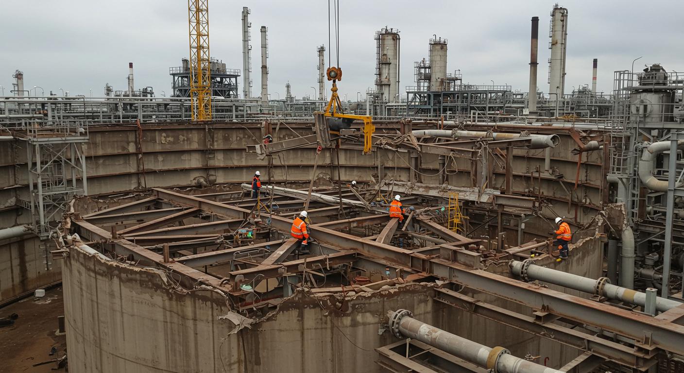 Демонтаж каркасных резервуаров для нефтехимического производства