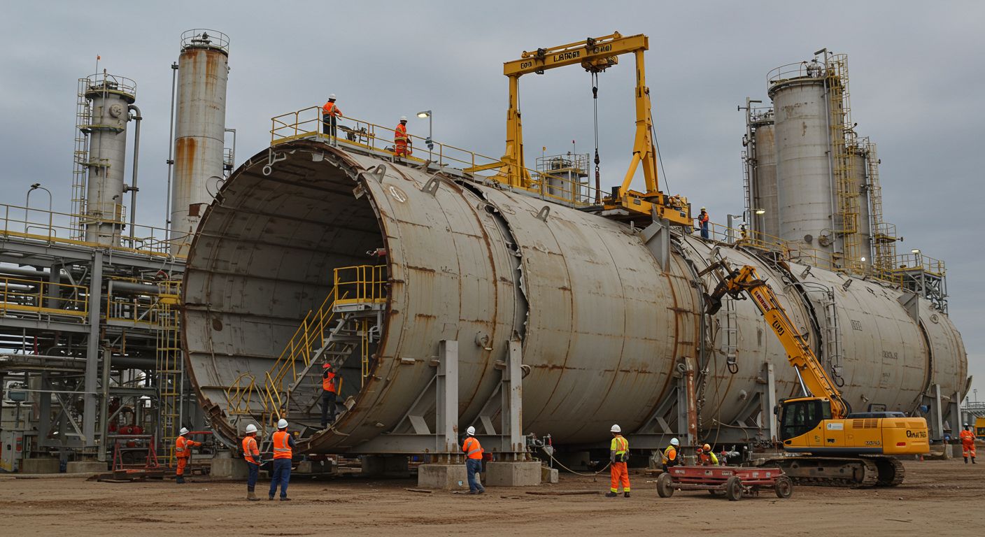 Демонтаж модульного резервуара на нефтехимическом объекте