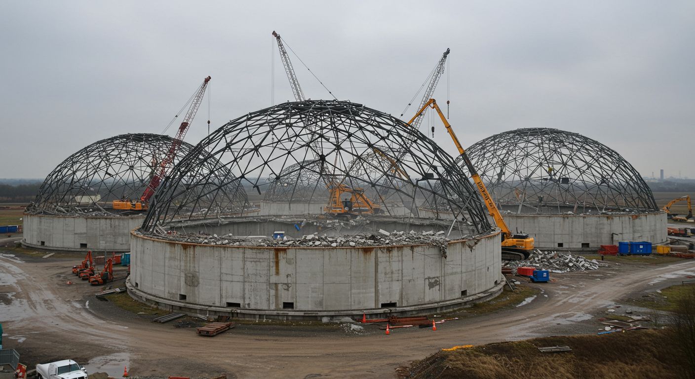 Демонтаж купольных ангаров с железобетонным основанием