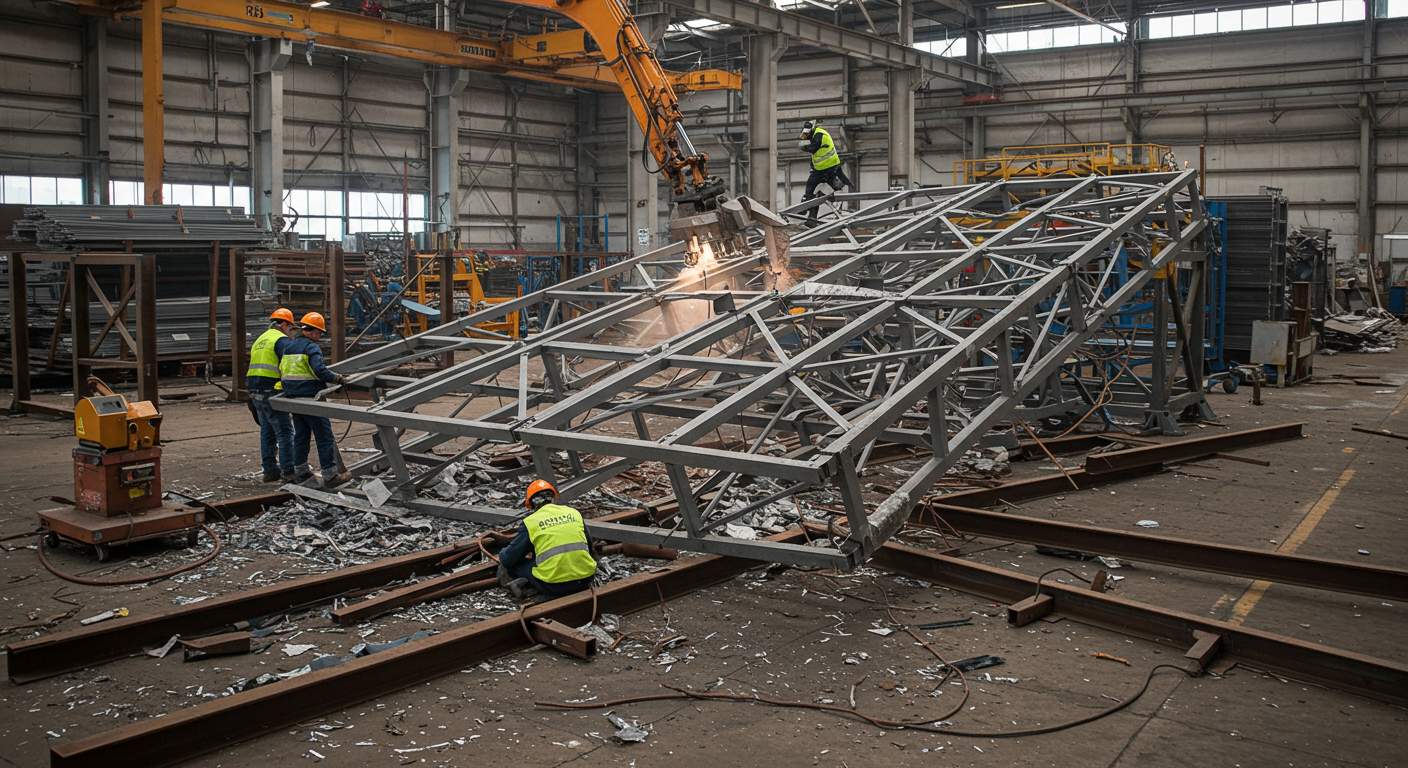 Демонтаж металлоконструкций промышленного производства панелей