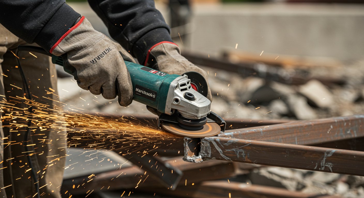 Резка металлоконструкций болгаркой Резка металлоконструкций болгаркой