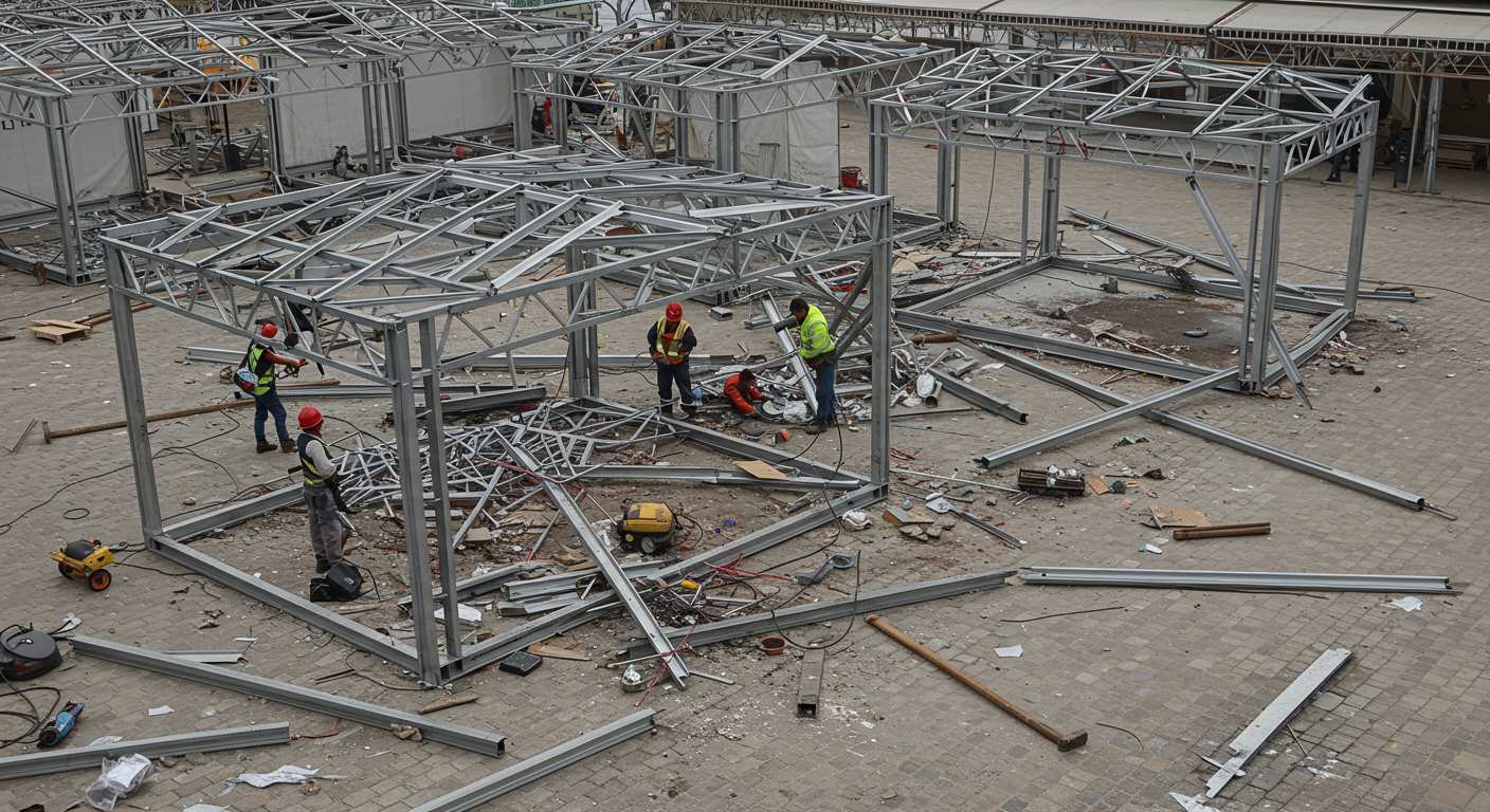 Демонтаж металлического торгового павильона