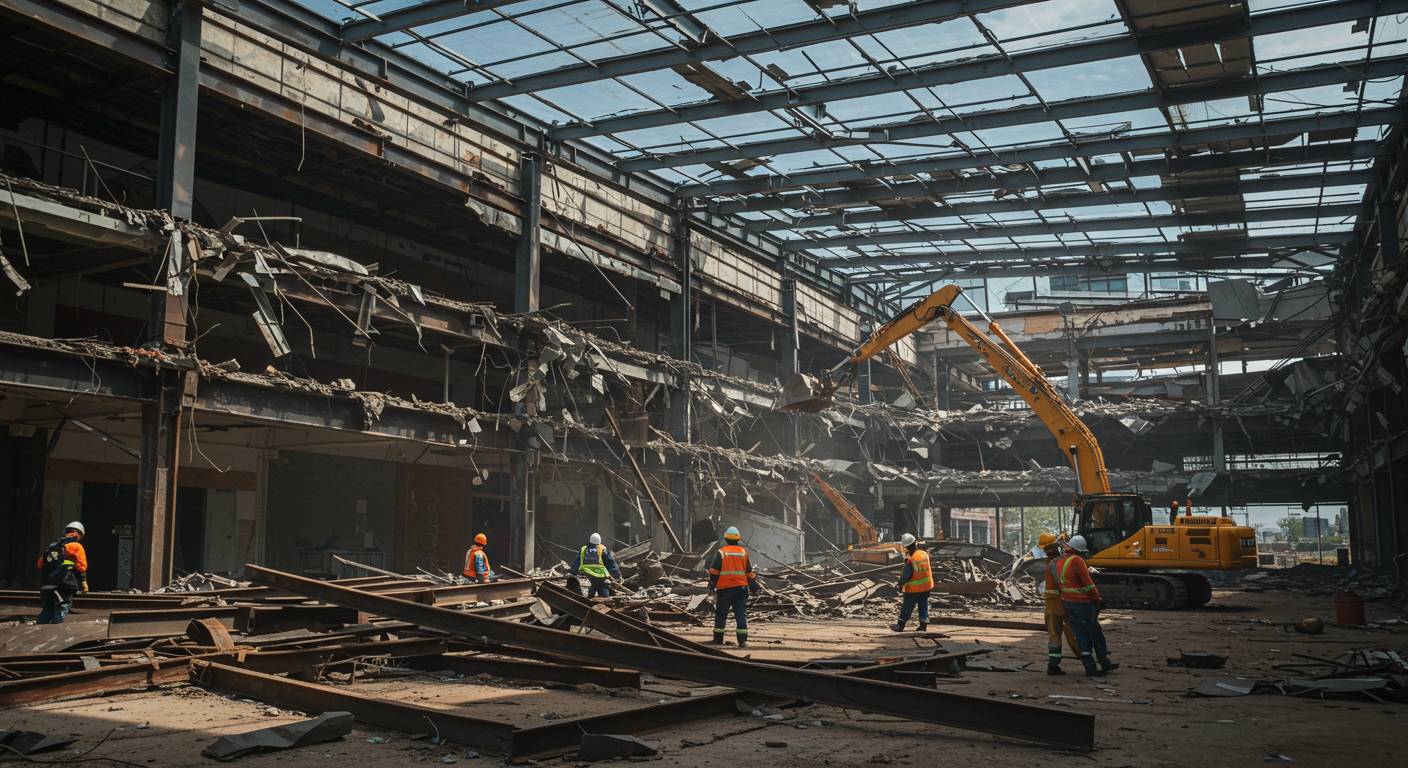 Демонтаж металлоконструкций панельного вида торговых комплексов