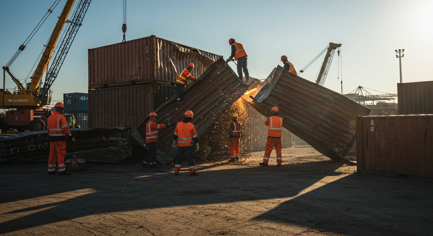 Демонтаж металлического контейнера Демонтаж металлического контейнера