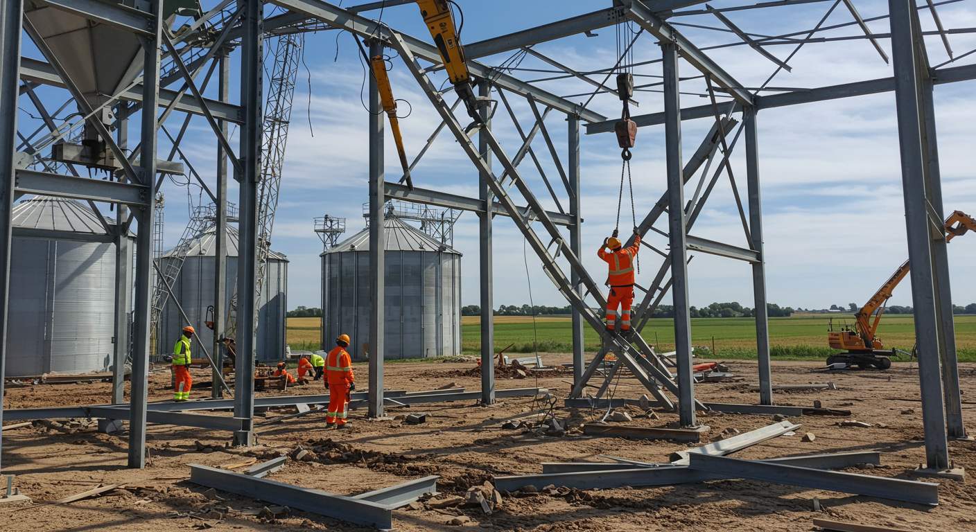 Демонтаж металлоконструкций зернохранилища