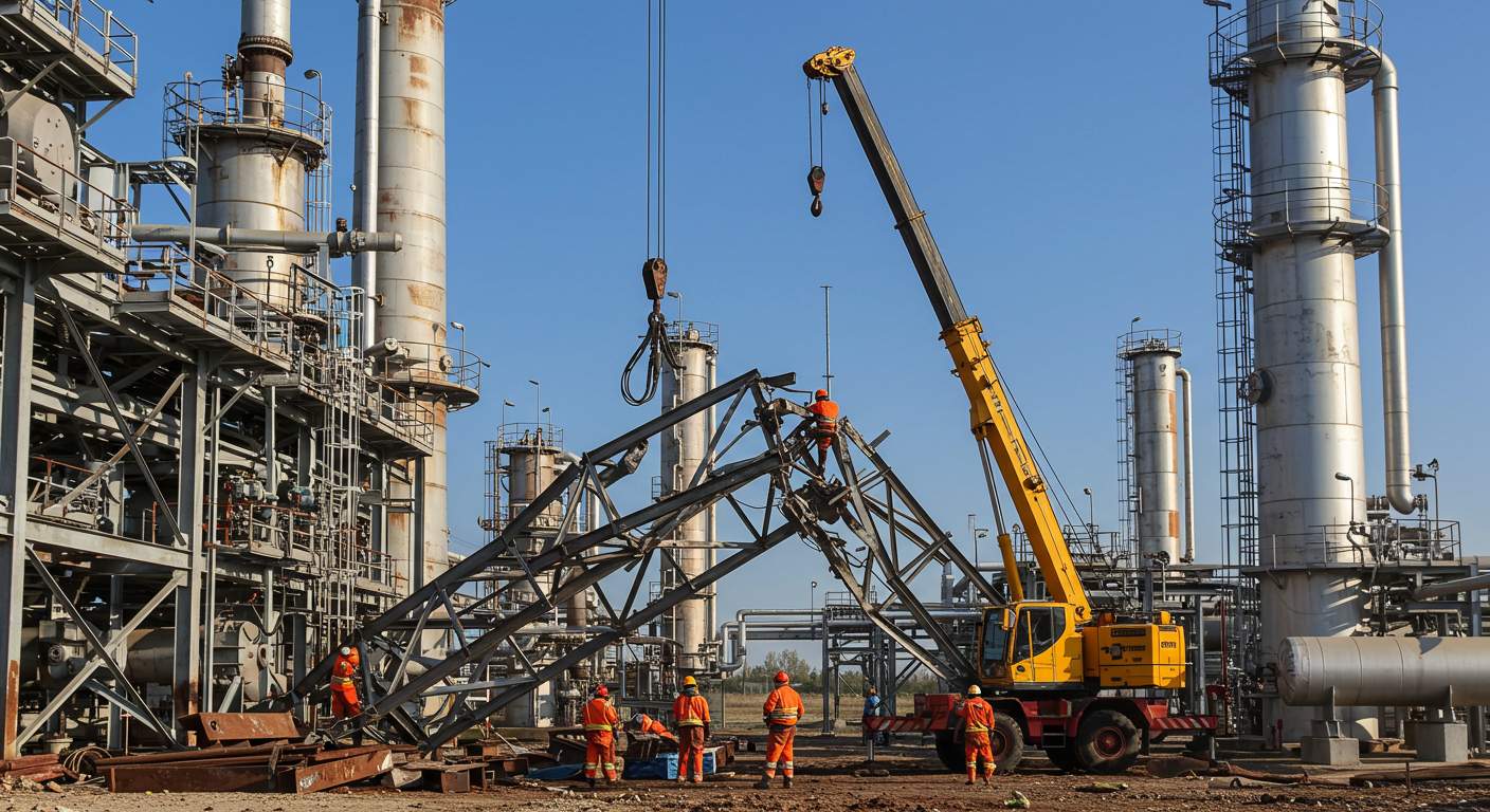Демонтаж металлоконструкций в нефтегазовой отрасли газовых установок